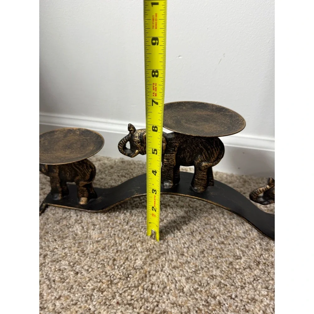 Elephant trio brass Candle Holder Centerpiece Table Decor Bronze Finish 18